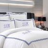 Personalized Monogram 400 Thread Count white 100% Cotton Sateen Hotel Stitch Duvet Cover set in Triple Embroidery Border - Image 3