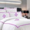 Personalized Monogram 400 Thread Count white 100% Cotton Sateen Hotel Stitch Duvet Cover set in Triple Embroidery Border - Image 6