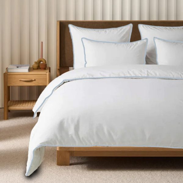400 Thread Count white 100% Cotton Sateen Hotel Stitch Edge Piping Duvet cover set