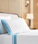 400 Thread Count White 100% Cotton Sateen Border Frame Sheet Set