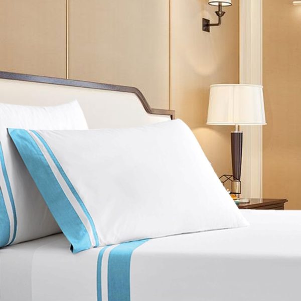 400 Thread Count White 100% Cotton Sateen Border Frame Sheet Set