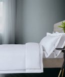 400 Thread Count White 100% Cotton Sateen Hotel Stitch Edge Double Border Embroidery Duvet Cover set