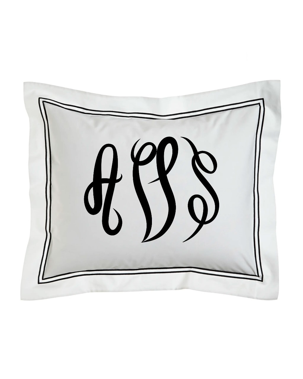 Personalized Monogrammed 400 Thread Count White 100% Cotton Sateen Hotel Stitch Double Embroidery Pillow Sham - Image 2