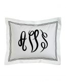 Personalized Monogrammed 400 Thread Count White 100% Cotton Sateen Hotel Stitch Double Embroidery Pillow Sham