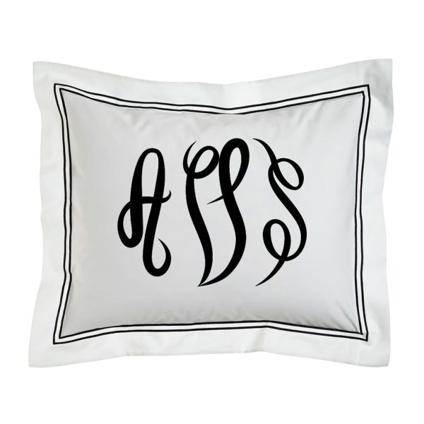 Personalized Monogrammed 400 Thread Count White 100% Cotton Sateen Hotel Stitch Double Embroidery Pillow Sham