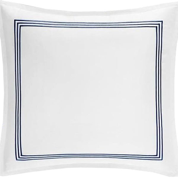 400 Thread Count White 100% Cotton Sateen Hotel Stitch 3 line Embroidery Euro Shams