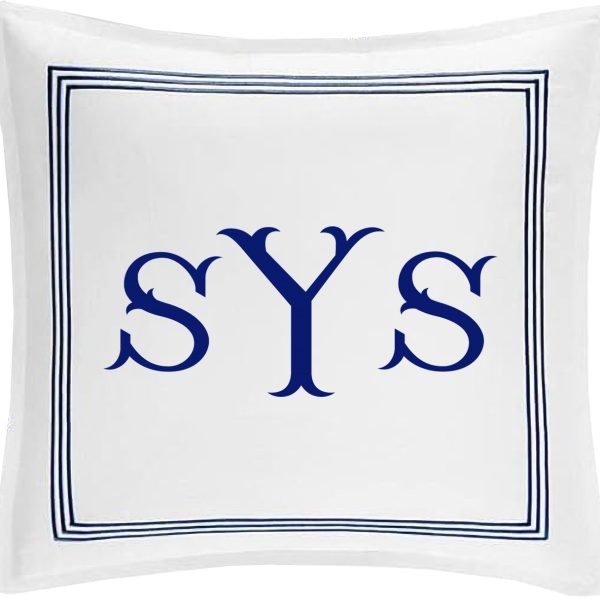 Personalized Monogrammed 400 Thread Count White 100% Cotton Sateen Hotel Stitch 3 line Embroidery Euro Shams