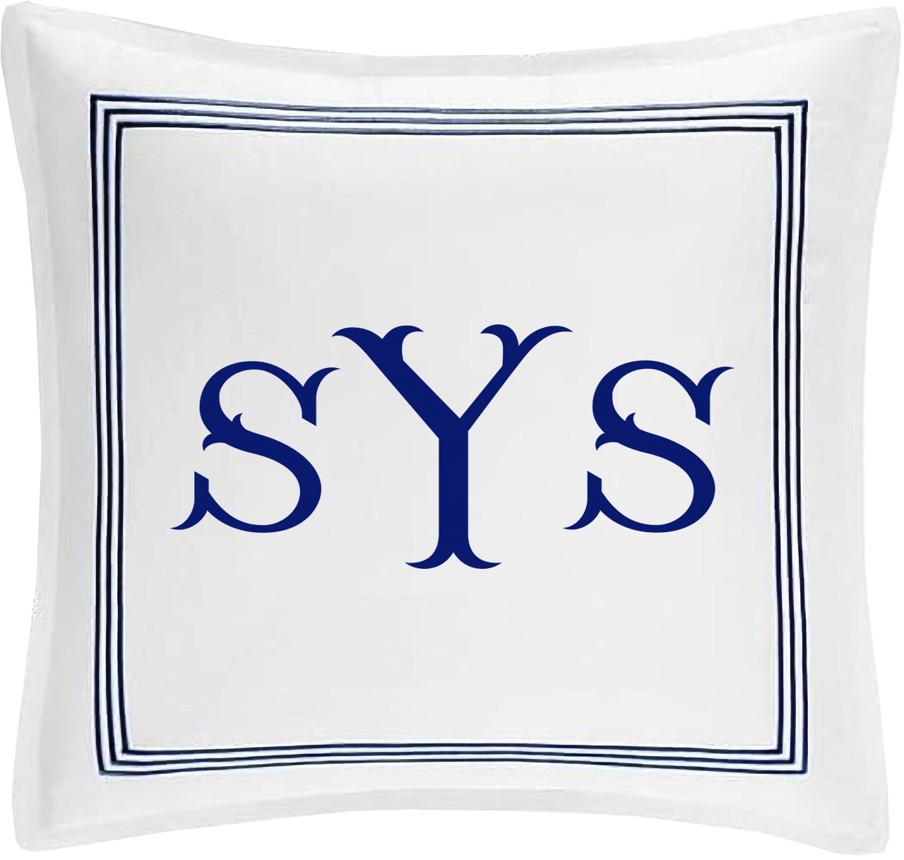 Personalized Monogrammed 400 Thread Count White 100% Cotton Sateen Hotel Stitch 3 line Embroidery Euro Shams