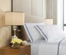400 Thread Count White 100% Cotton Sateen Double Embroidery Border Sheet Set