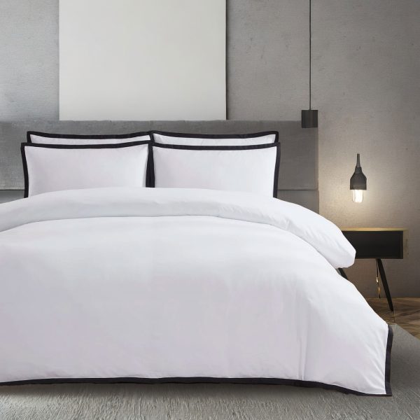 400 Thread Count white 100% Cotton Sateen Hotel Stitch Edge Border Frame Duvet cover set
