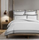 400 Thread Count white Cotton Sateen Hotel Stitch Border Frame duvet cover set