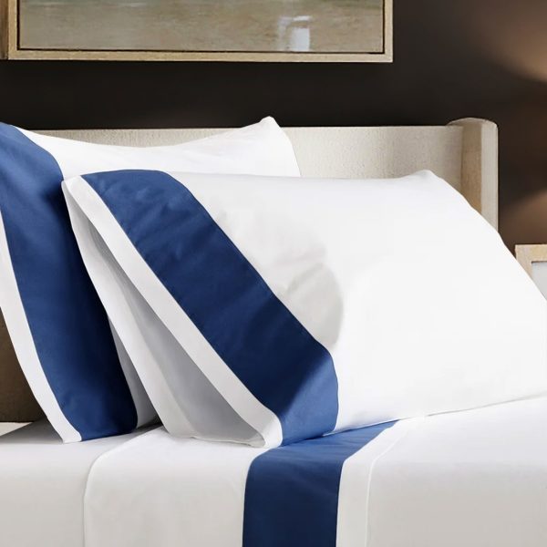 400 Thread Count White 100% Cotton Sateen Border Frame Sheet Set