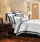 400 Thread Count white Cotton Sateen Hotel Stitch Edge Border Frame duvet cover set