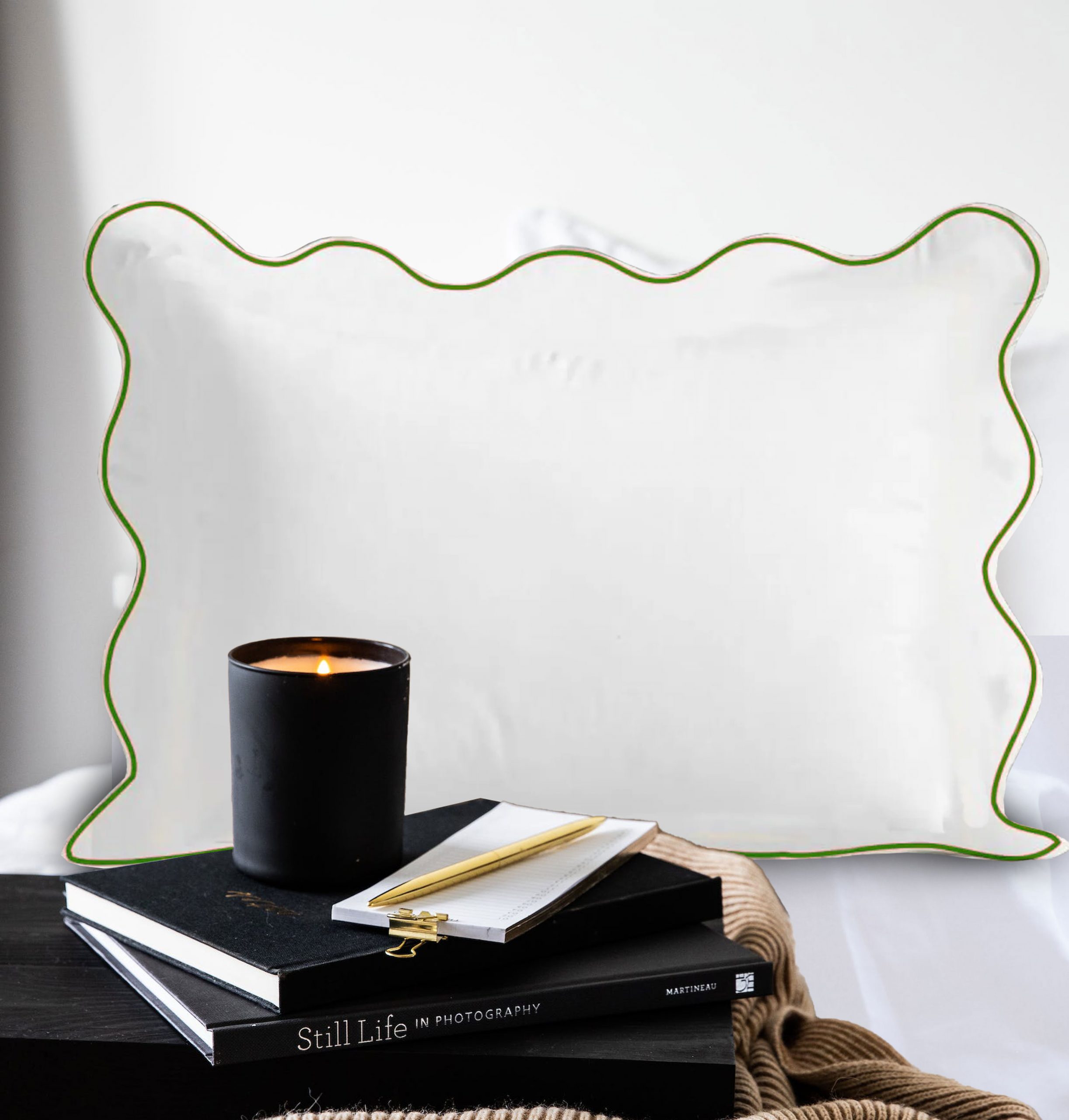 400 Thread Count Cotton Sateen Hotel Stitch Scalloped Embroidery Border Pillow Sham (Set of 2) - Image 4