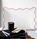 400 Thread Count Cotton Sateen Hotel Stitch Scalloped Embroidery Border Pillow Sham (Set of 2)