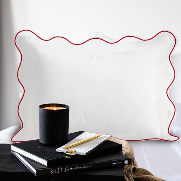 400 Thread Count Cotton Sateen Hotel Stitch Scalloped Embroidery Border Pillow Sham (Set of 2)