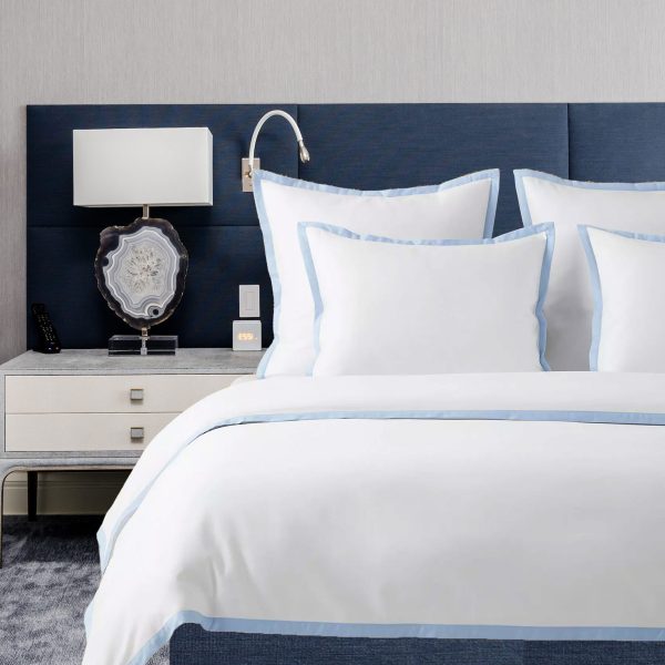 400 Thread Count white 100% Cotton Sateen Hotel Stitch Edge Border Frame Duvet cover set