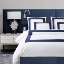 400 Thread Count white Cotton Sateen Hotel Stitch Border Frame duvet cover set