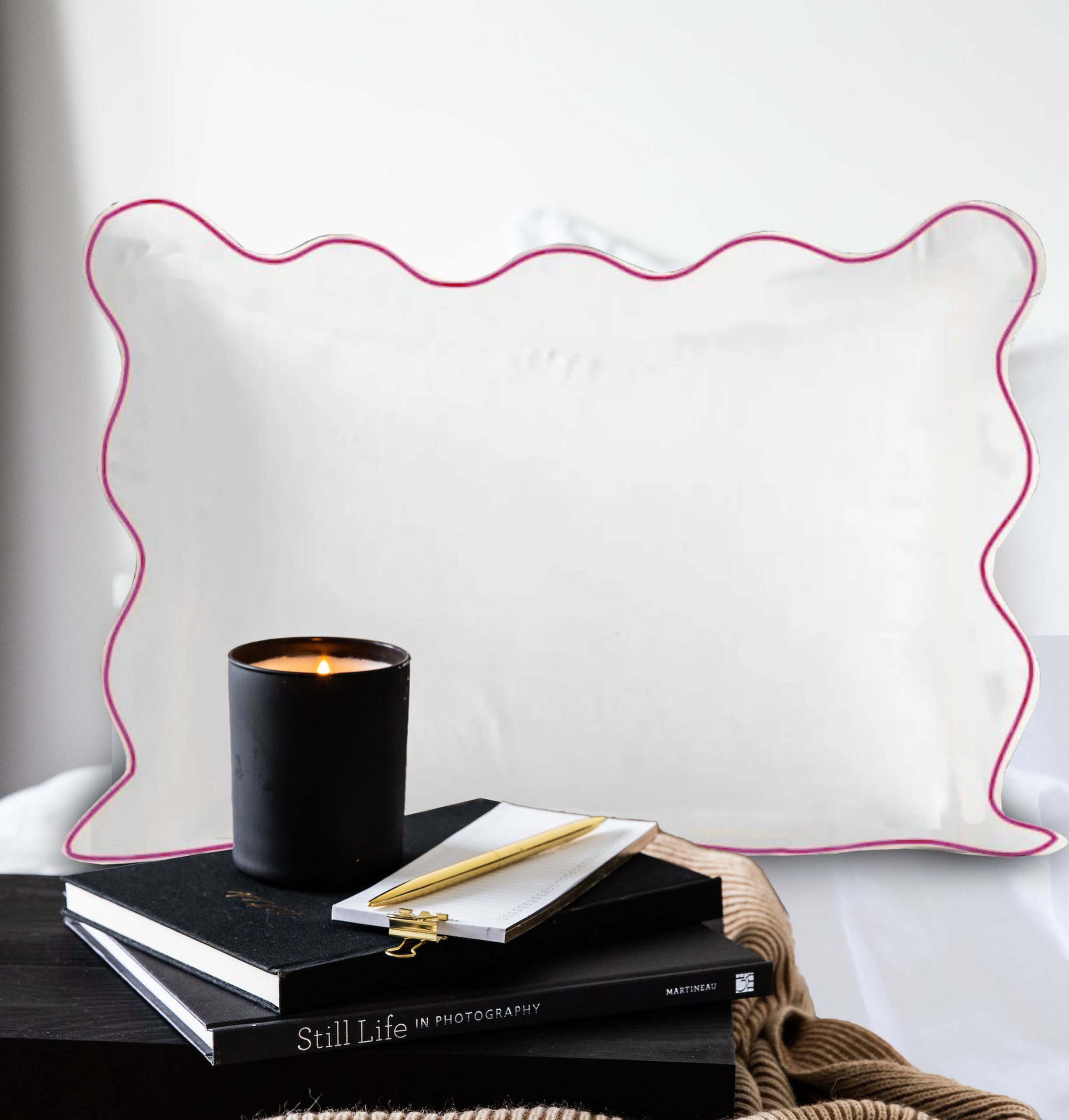 400 Thread Count Cotton Sateen Hotel Stitch Scalloped Embroidery Border Pillow Sham (Set of 2) - Image 2