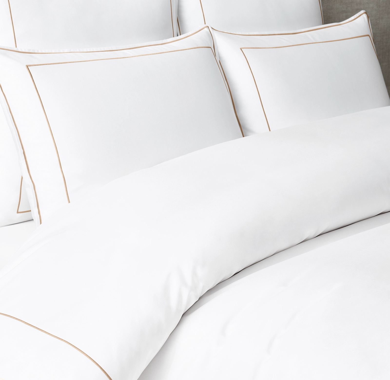 400 Thread Count White 100% Cotton Sateen Hotel Stitch Edge and Border Embroidery Duvet Cover set