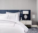 400 Thread Count White Cotton Sateen Hotel Stitch Double Embroidery Border Duvet Cover Set
