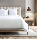 400 Thread Count White 100% Cotton Sateen Hotel Stitch Triple Edge Embroidery Border Duvet Cover set