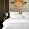 400 Thread Count White percale fabric 3 line embroidery Border duvet cover set - Image 6
