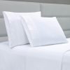 400 Thread Count White Cotton Sateen Hotel Stitch 3 Line Embroidery Border 4 Piece Sheet Set - Image 5