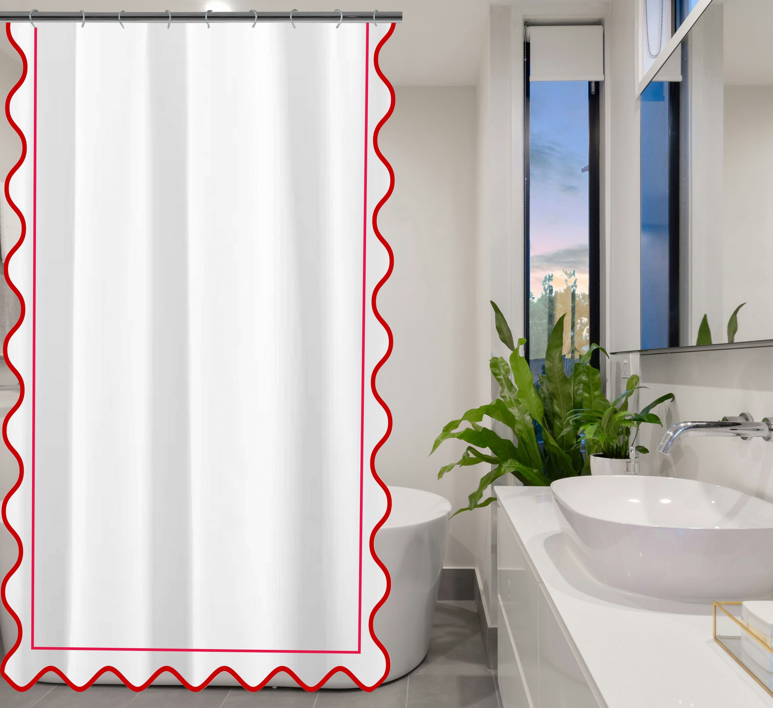 Personalized Monogram White 100% Cotton Sateen double Embroidery Border Curtain - Image 3