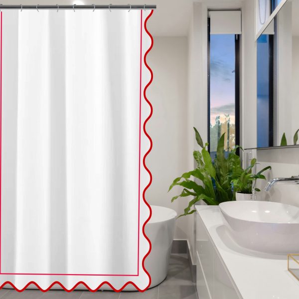 Personalized Monogram White 100% Cotton Sateen double Embroidery Border Curtain