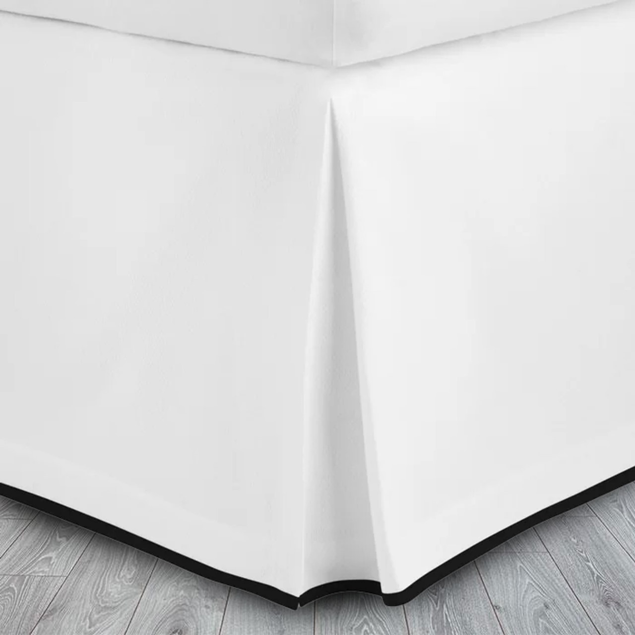 400 Thread Count White 100% Cotton Sateen Edge Border Frame Tailored Bed Skirt Three Sided Coverage with Platform - Image 4