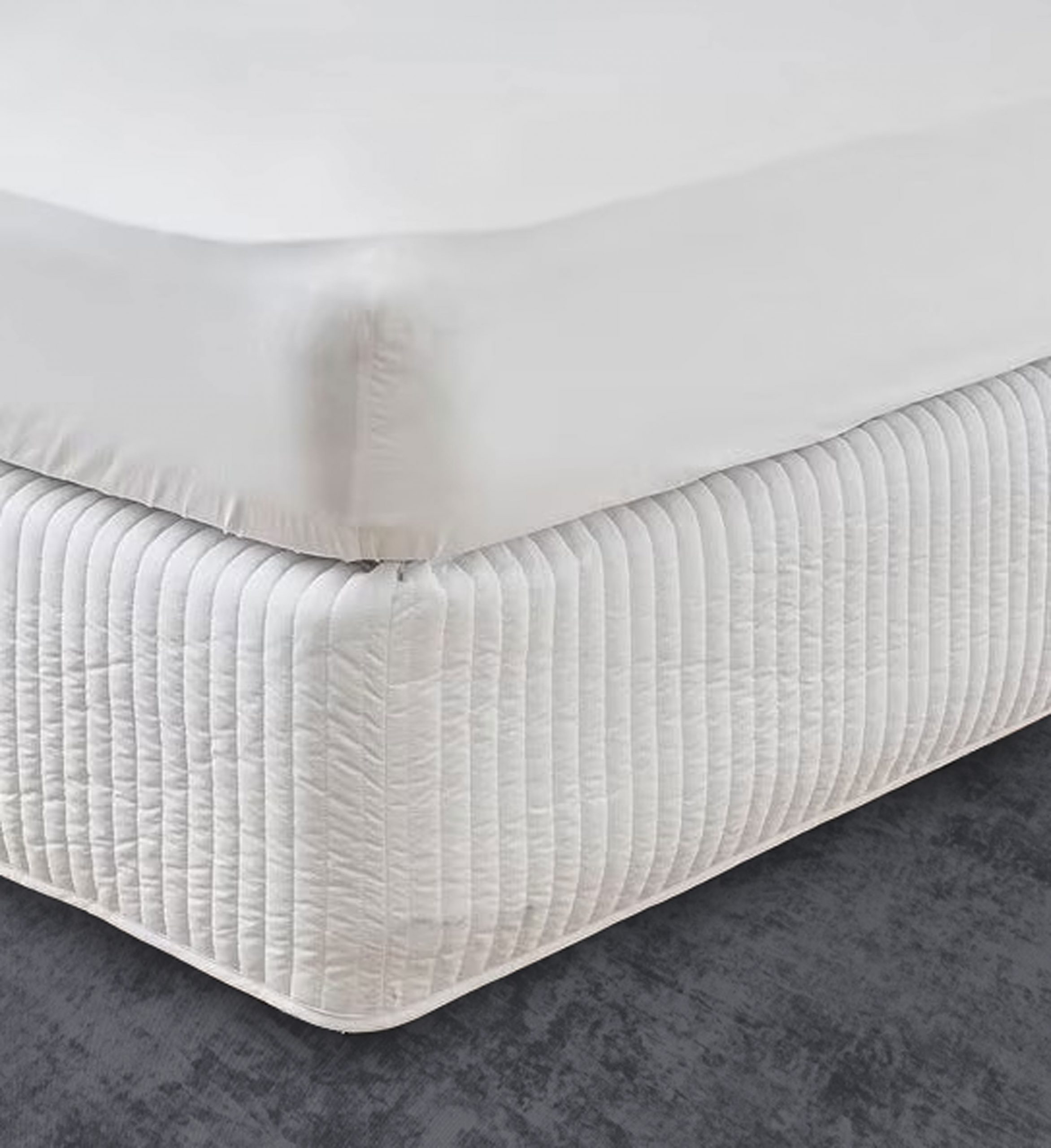 Quilted Bed Skirt Padded Vertical Quilting – 8″ to 39″ Drop Length 1 PIECE BED SKIRT 3 Sided 100% Cotton - Image 2