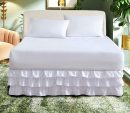 400 Thread Count 100% Cotton Sateen Ruffle Gathered Bed Skirt Three Sided Coverage with Platform