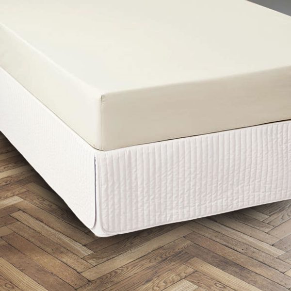 Vertical Quilting Bed Skirt Cotton Three Sided Coverage with Platform