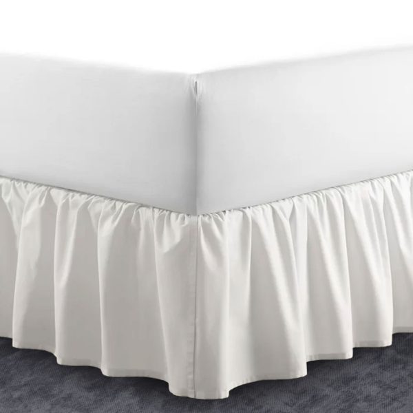 400 Thread Count 100% Cotton Sateen Gathered Bed Skirt Three Sided Coverage with Platform