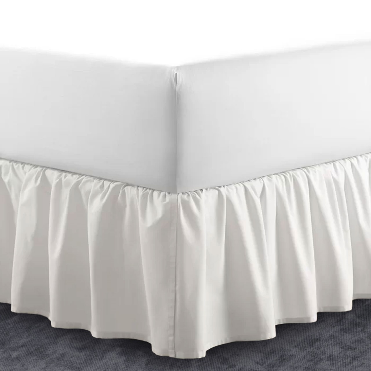 400 Thread Count 100% Cotton Sateen Gathered Bed Skirt Three Sided Coverage with Platform