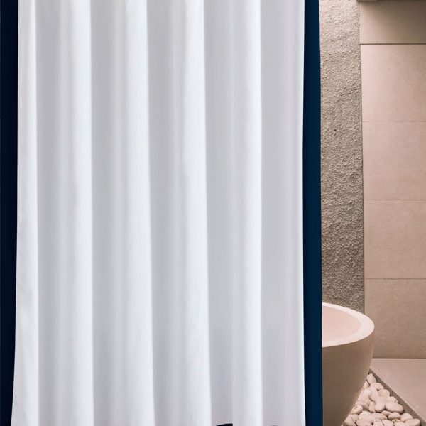 400 Thread Count White 100% Cotton Sateen Border Frame Shower Curtain