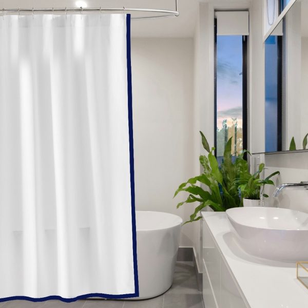 Personalized Monogram White 100% Cotton Sateen double Embroidery Border Curtain