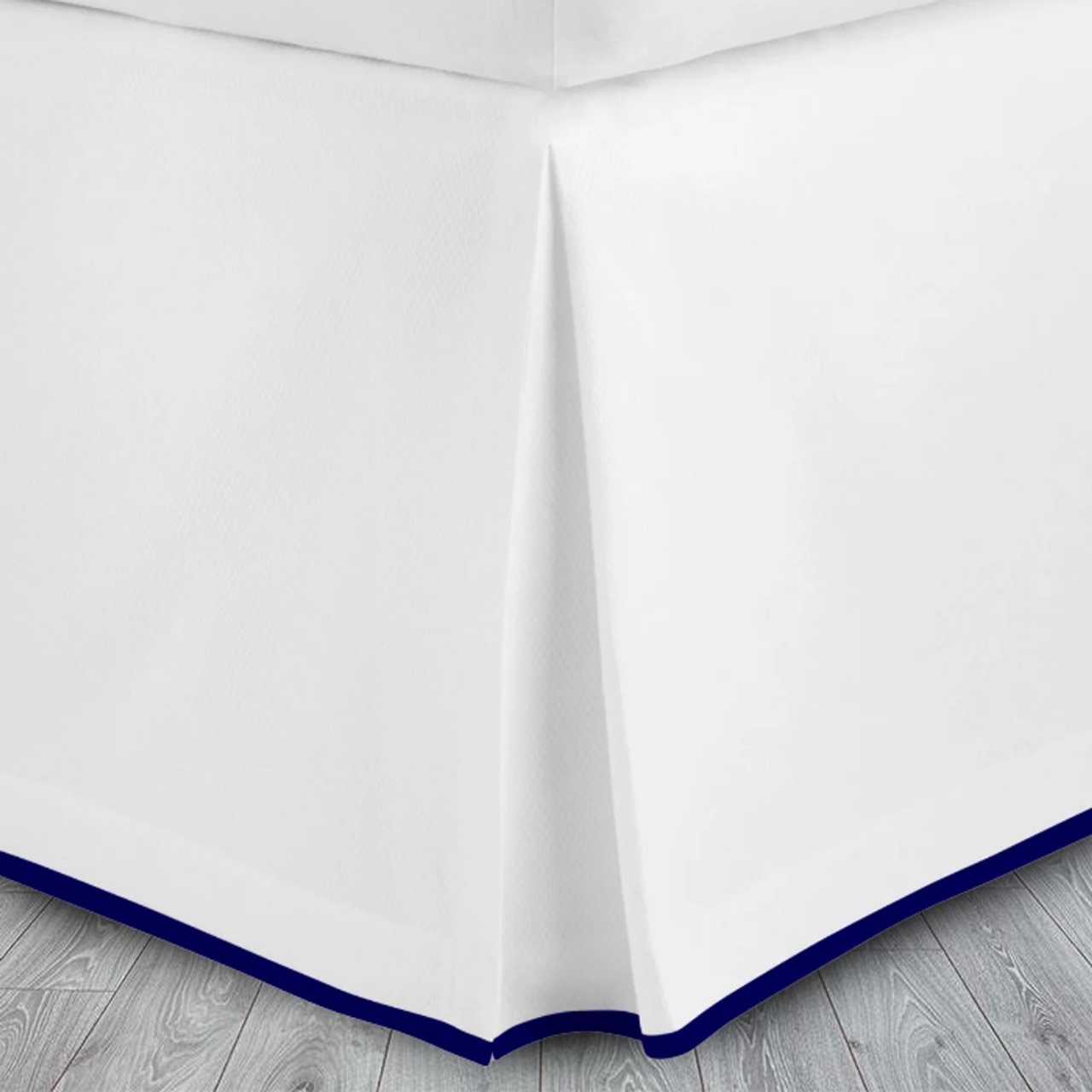 400 Thread Count White 100% Cotton Sateen Edge Border Frame Tailored Bed Skirt Three Sided Coverage with Platform - Image 2