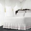 White 100% Cotton Sateen Gathered Bed Skirt in Single Embroidered border Three Sided Coverage with Platform - Image 7