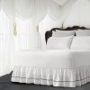 White 100% Cotton Sateen Gathered Bed Skirt in Single Embroidered border Three Sided Coverage with Platform - Image 9