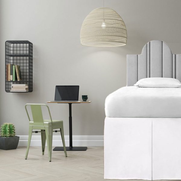 Dorm Room Single border Bed Skirt – Covers the Entire Long Side: Bed Skirt for Raised Dorm Room Beds