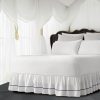 White 100% Cotton Sateen Gathered Bed Skirt in Single Embroidered border Three Sided Coverage with Platform - Image 5