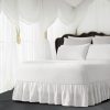 White 100% Cotton Sateen Gathered Bed Skirt in Single Embroidered border Three Sided Coverage with Platform - Image 11